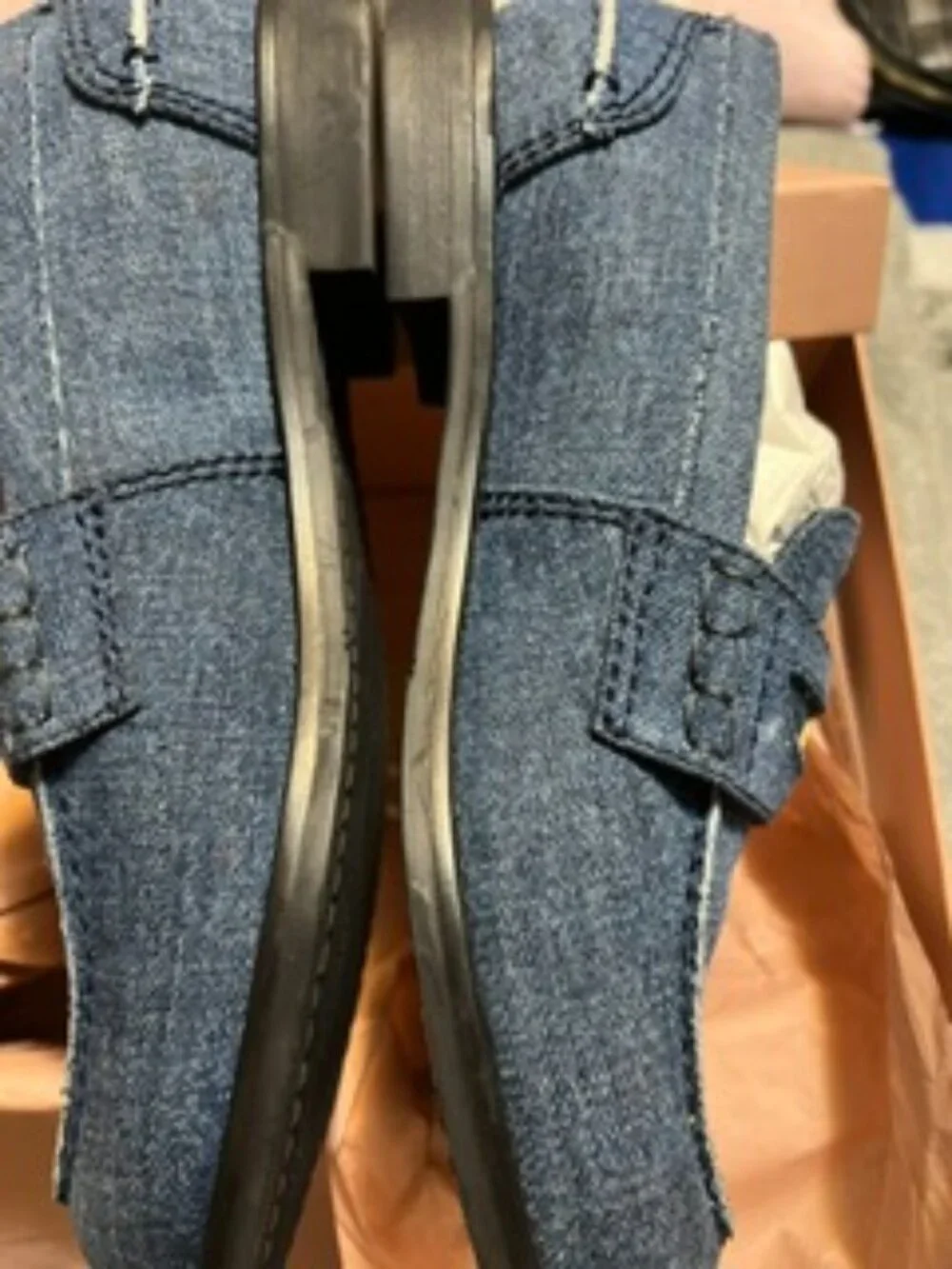 NWT Miu Miu Denim Coin Penny Loafers Pristine inc. Box, Dustbag Size 38 (7 1/2)